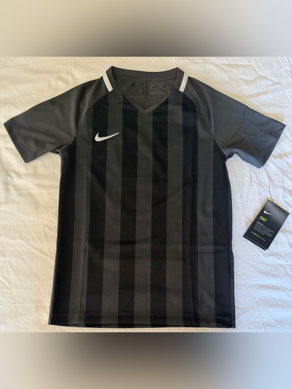 Nike Dri -Fit Black/Gray Stripe Soccer Jersey 894109-060 Youth Sz: Small